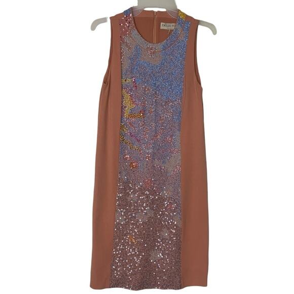 Emilio Pucci women's size 6 small Cady shift dress peach beaded sequin sleeveles - Picture 1 of 12